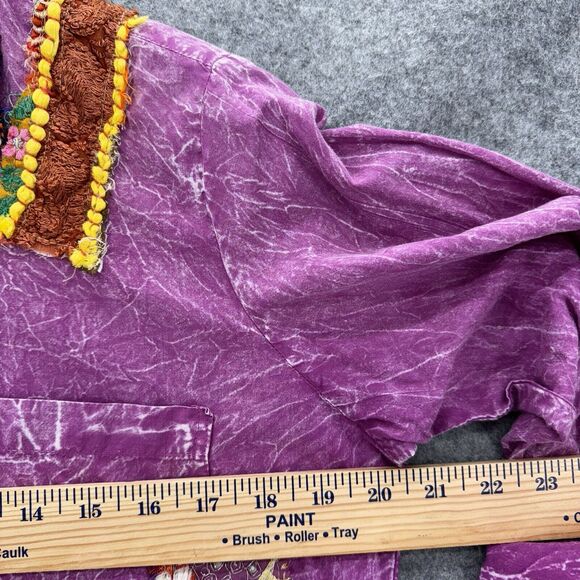 Nu Vintage Womens Long Sleeve Button Up Shirt Size Small Purple Festival Artsy - Picture 10 of 10